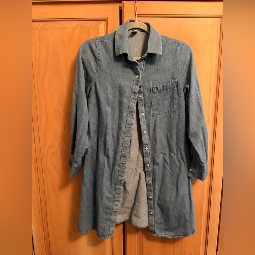 Old Navy Denim Long Sleeve Shirt Dress - Blue